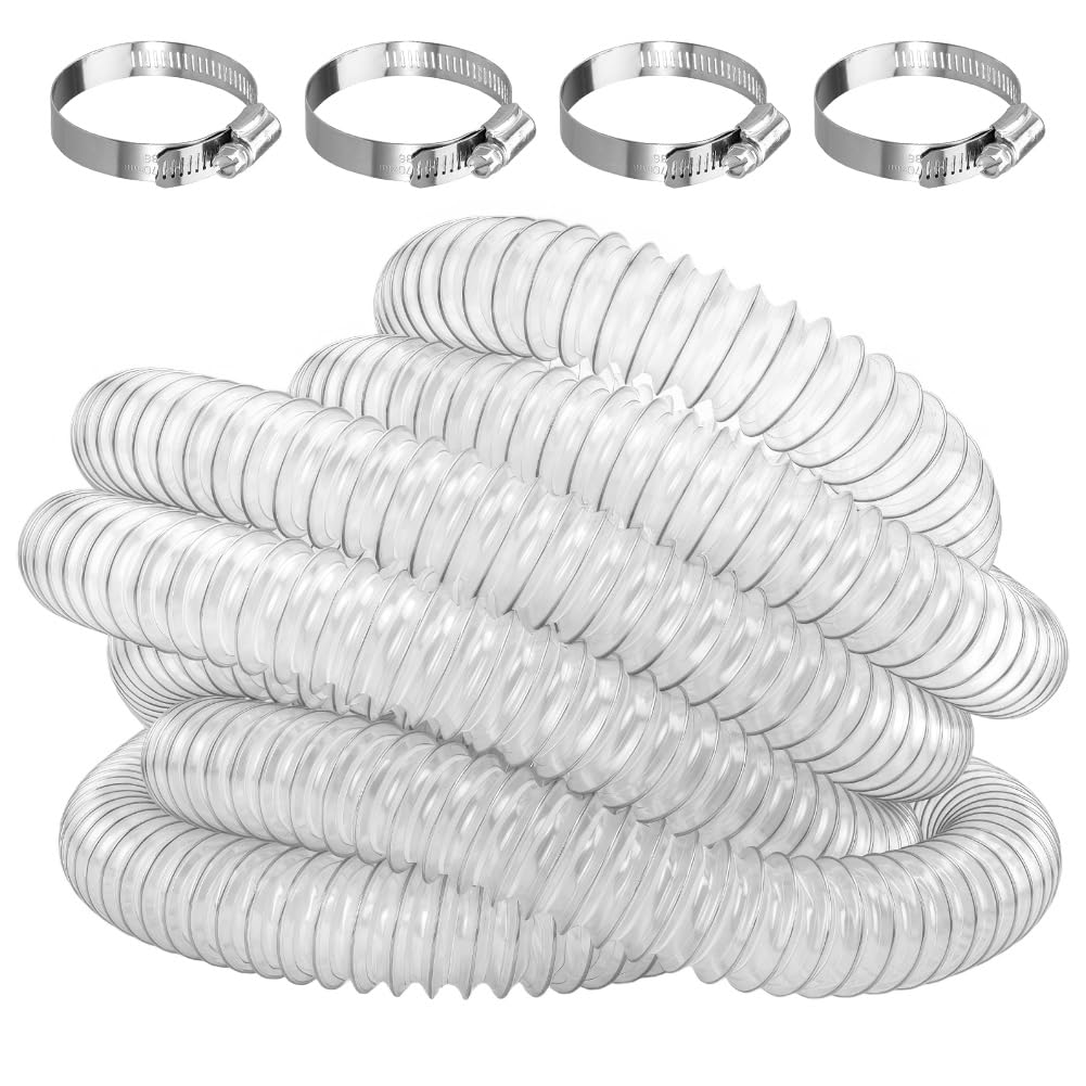 50mm Transparenter PVC Absaugschlauch 3m, Staubsaugerschlauch Universal Spiralschlauch Staubsammelschlauch Flexibel für Werkstatt Staubsauger, Teichpumpe, Absauganlage, Luft & Wasser Transport