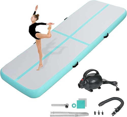 Inflatable Gymnastics Air Tumbling Track Mat 10ft 13ft 16ft 20ft, Air Tumble Track Mat with Electric Air Pump for Home Use Training Cheerleader Yoga