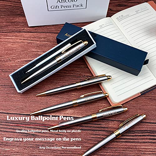 Ancolo-Personalized-Luxury-Ballpoint-Pen-Writing-Set-Stainless-Steel-Fancy-pens-Custom-with-Your-Name-or-Message-Perfect-for-StudentsTeacherManagerLawyerProfessor-5PCSPack
