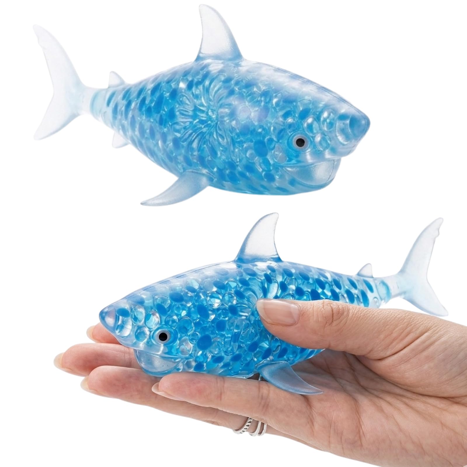 Shark Shape Soft Sensory Toy for Anxiety Relief, Funny Squeeze Ball Blue, Stretchy Toy for Adults & Kids, Goodie Bag Fillers 14cm