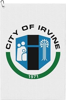 Seal of Irvine, California Golf Towel with Carabiner Clip for Golf Bag 24" X 16" Golf Towels Waffle Funny Pattern Golf Accessories