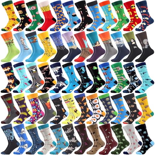 WeciBor Unisex Colorful Funny Animal Food Pattern Novelty Socks for Men Women Bulk - 36 Pairs - Size 7-13
