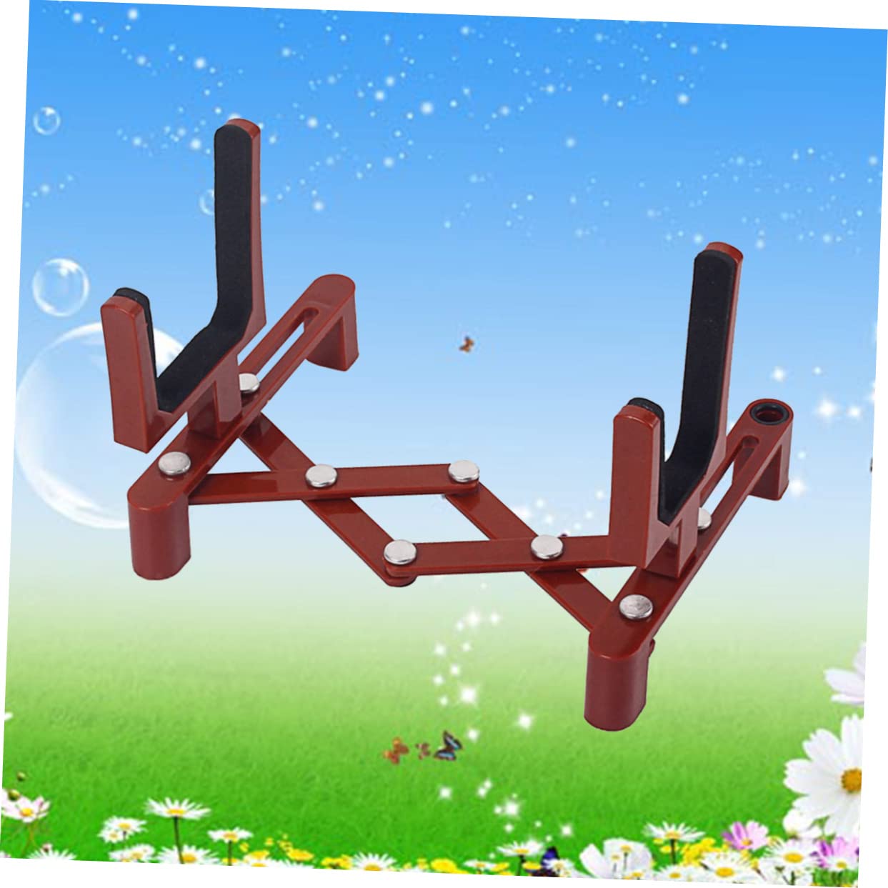 FAVOMOTO Foldable Violin Bracket Durable Stand Dark Red Lightweight Easy Install