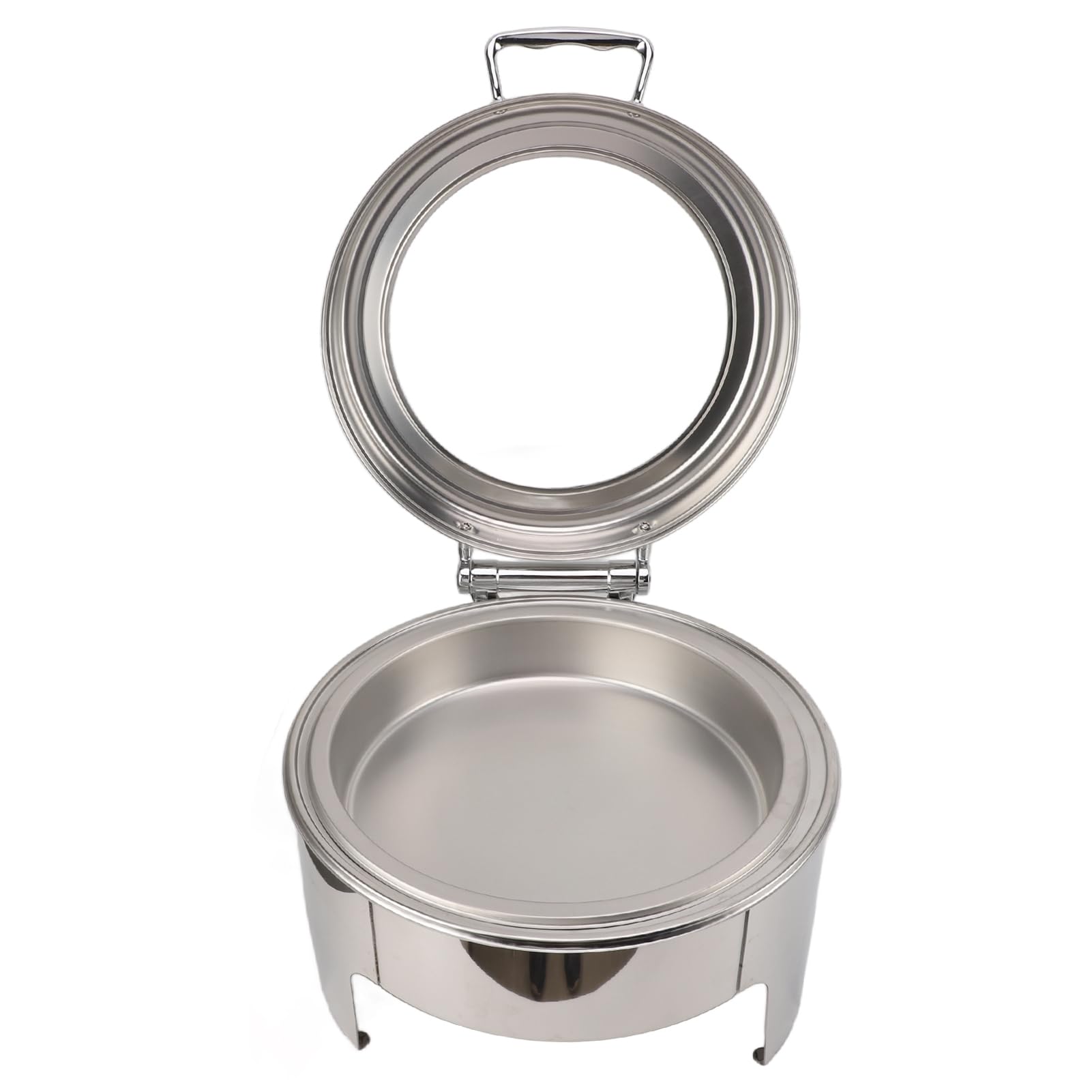 Juego de Buffet Redondo con Tapa Transparente para Eventos de Catering, Calentador de Alimentos de Acero Inoxidable de 6 L, 300 W (1 sartén de tamaño Completo)