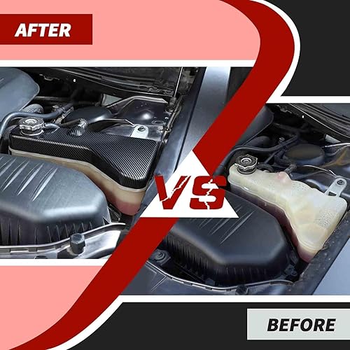 Miniatura 2 de Cubierta del tanque de refrigerante de fibra de carbono compatible con Dodge Charger 2011-2023, para Dodge Challenger 2011-2023, para Chrysler 300c
