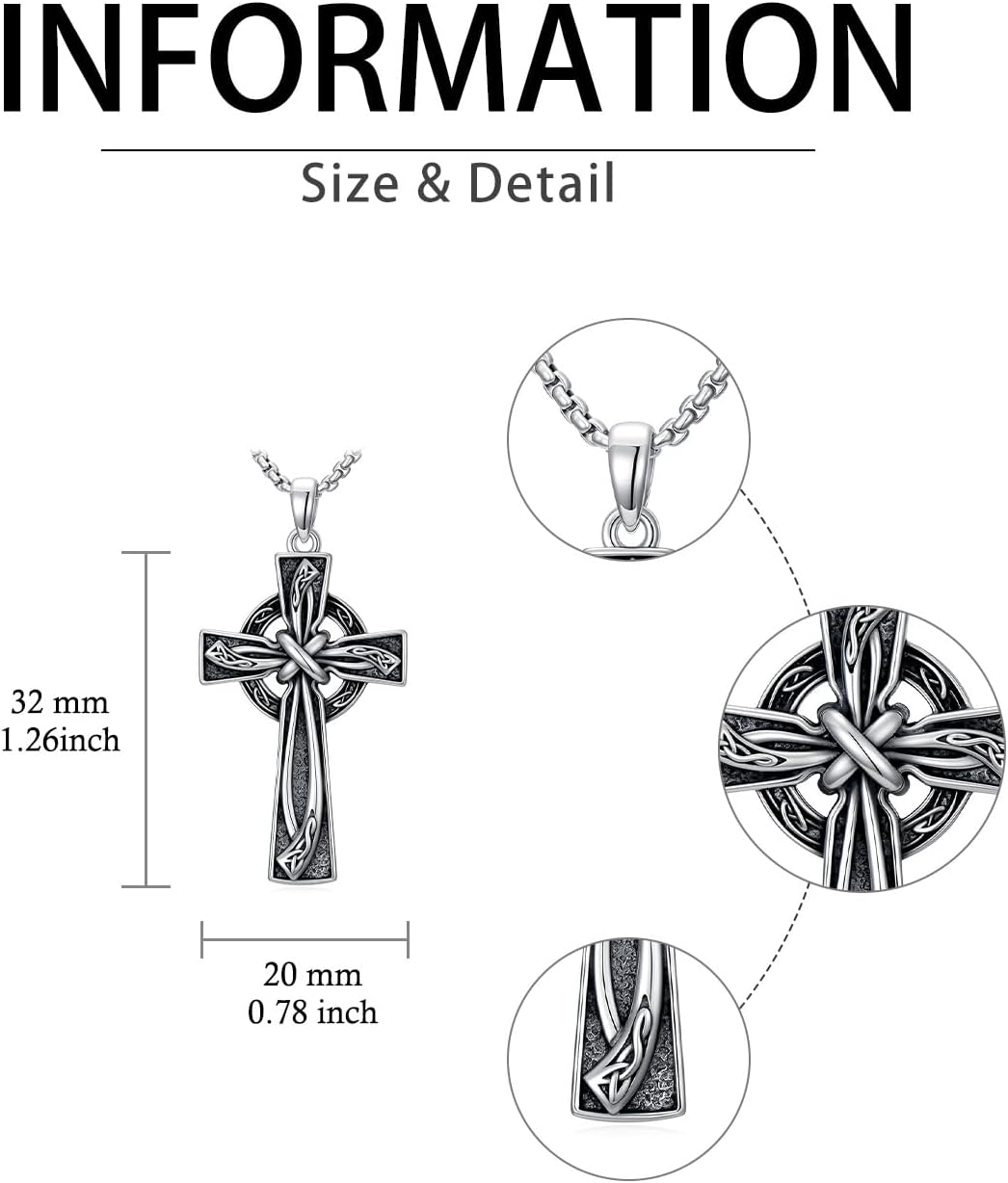 Men's Cross Necklace 925 Sterling Silver Cross Pendant Fathers Day Anniversary Birthday for Women Men Father Dad Husband Son Brother - Image 5