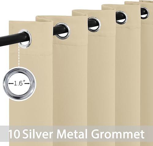 Miniatura 3 de Yakamok Cortinas opacas para oscurecer la habitación, paneles de ventana con aislamiento térmico y ojales sólidos en la parte superior para