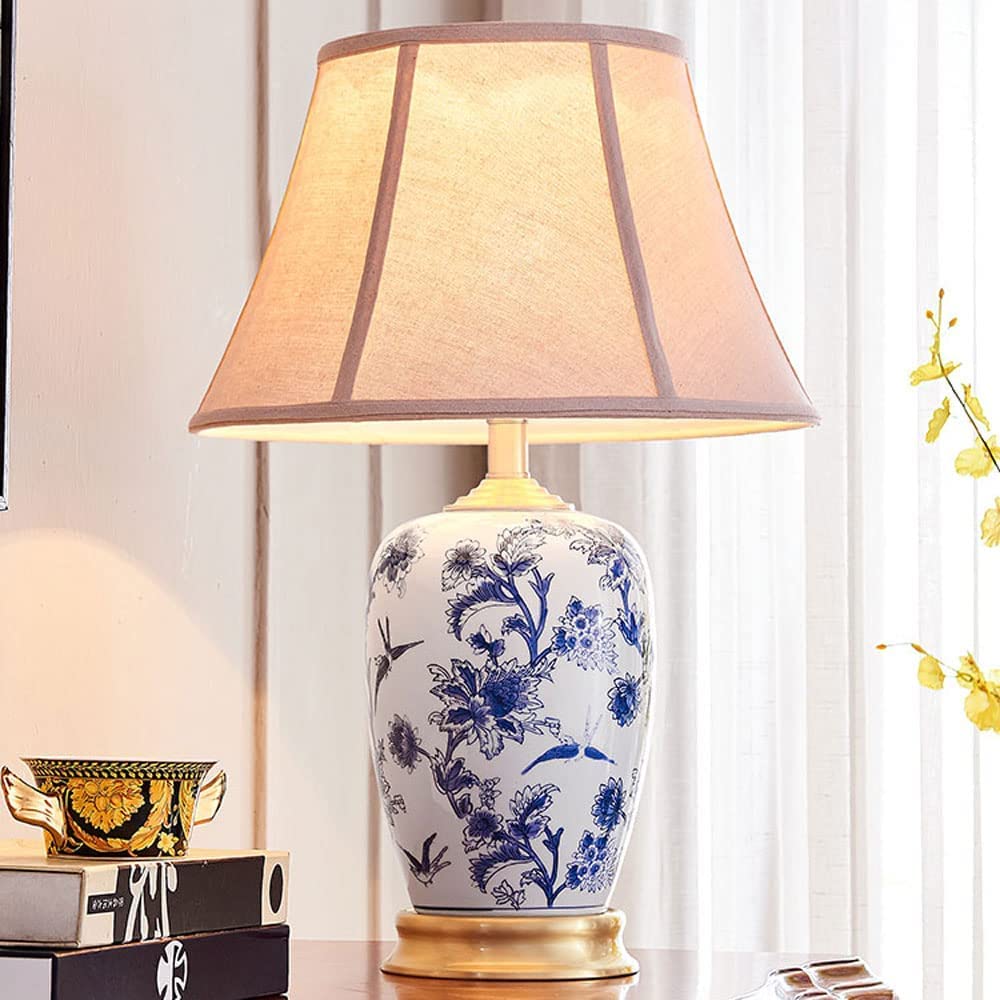 Lampa Stołowa Lampy Stołowe Do Salonu Lampa Stołowa Ceramiczna Chińska Mosiężna Lampka Nocna Do Sypialni Salon Salon Biuro Lampki Nocne Lampa Do Sypialni - Pilot C, Przełącznik Przyciskowy