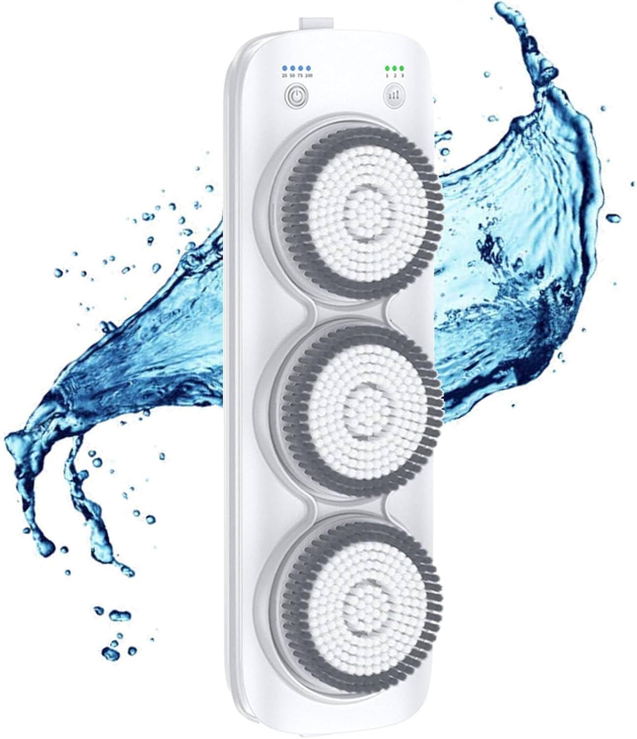 Spazzola Elettrica per Il Bagno,Spazzola per La Schiena a Parete,Tampone Esfoliante per Il Bagno,Rotazione Automatica a 360°,Regolazione a 3 Velocità,Impermeabile Ipx7,Per Doccia,Pulizia Profonda