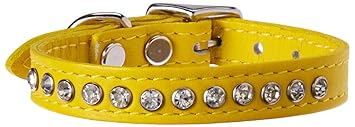 Mirage Pet Products 83-04 12Yw One Row Clear Jeweled Leather Dog Collar, 12