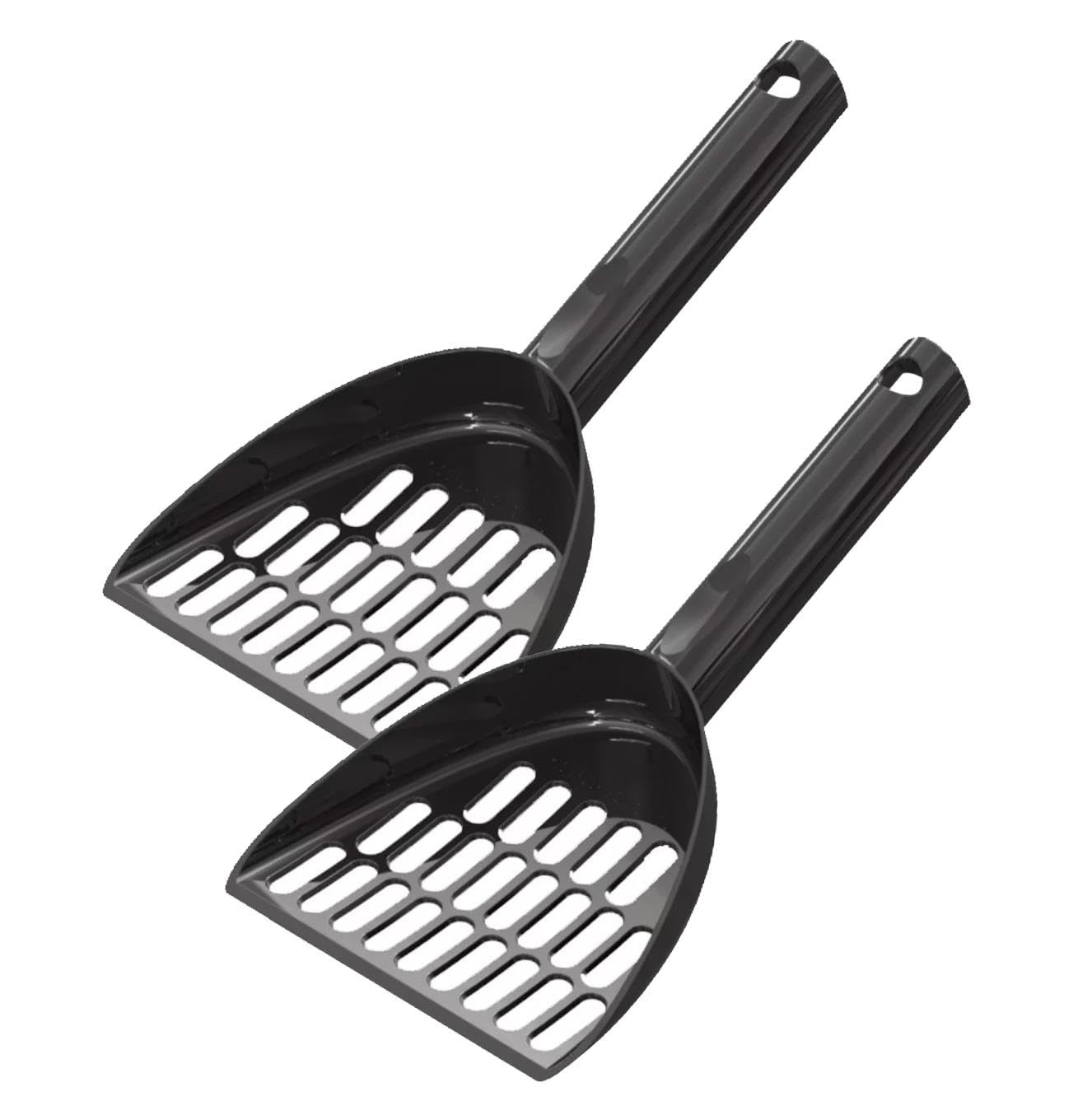 simpa 2PC Black Plastic Cat Litter Scoop Sifter Set - Made in UK with Recycled Plastic.