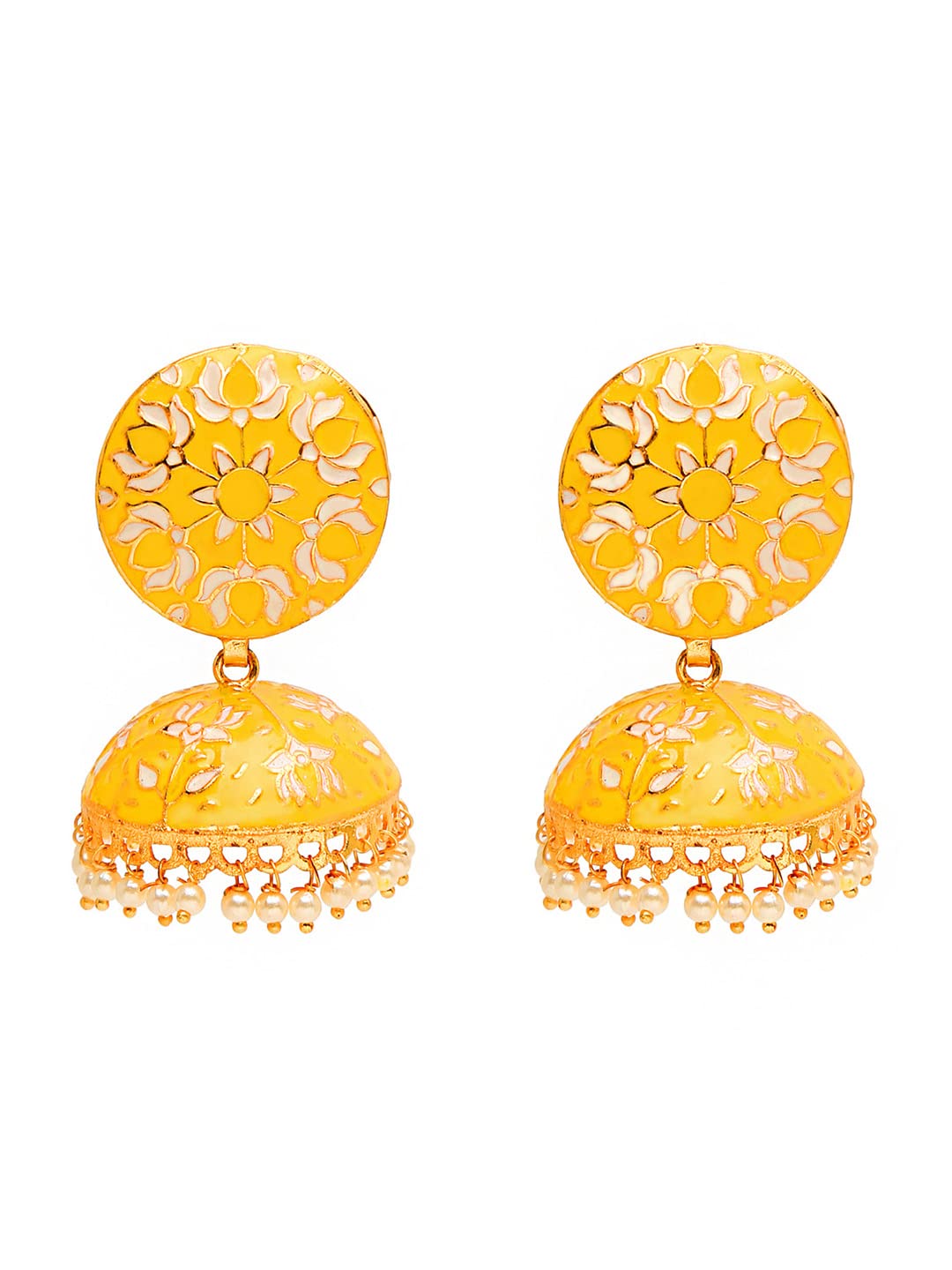 Yellow Chimes Meenakari Jumka Earrings with Ethnic Design Gold Plated Traditional Beads for Women and Girls (B09XBS1KHP) Amazon Price History, Amazon Price Tracker