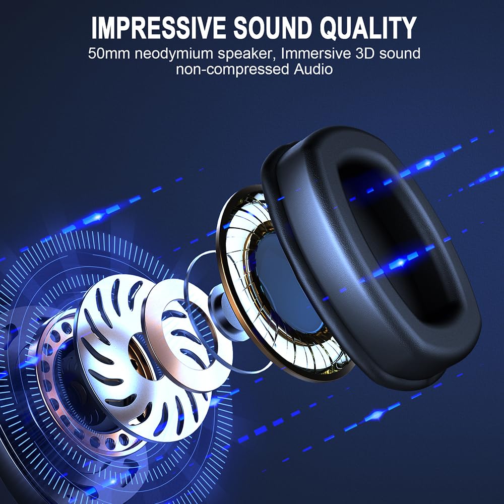 Cuffie da Gioco Microfono Wireless con Cancellazione del Rumore Surround 3D per PC Spugna Traspirante Driver da 50 Mm Leggero Durevole Durata della Batteria di 36 Ore (#2)