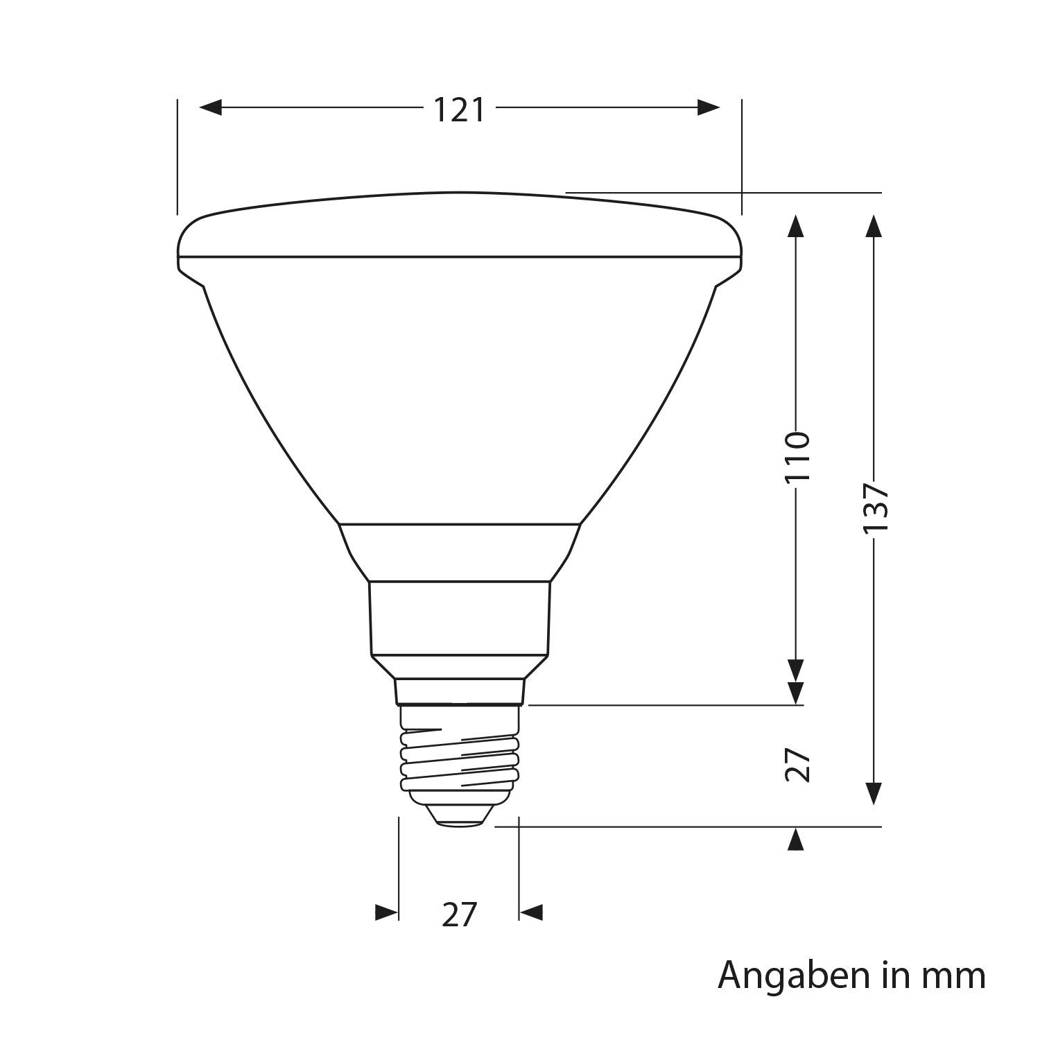 Ampoule LED E27 PAR38 15,7W 1152lm - Blanc Chaud 2700K, IP65, 15000h, Classe F