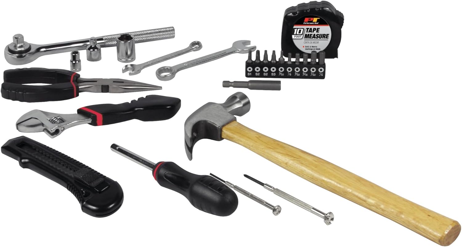 Performance Tool W1532 107pc Home & Auto Tool Set, Hand Tools - Tool Sets , Red