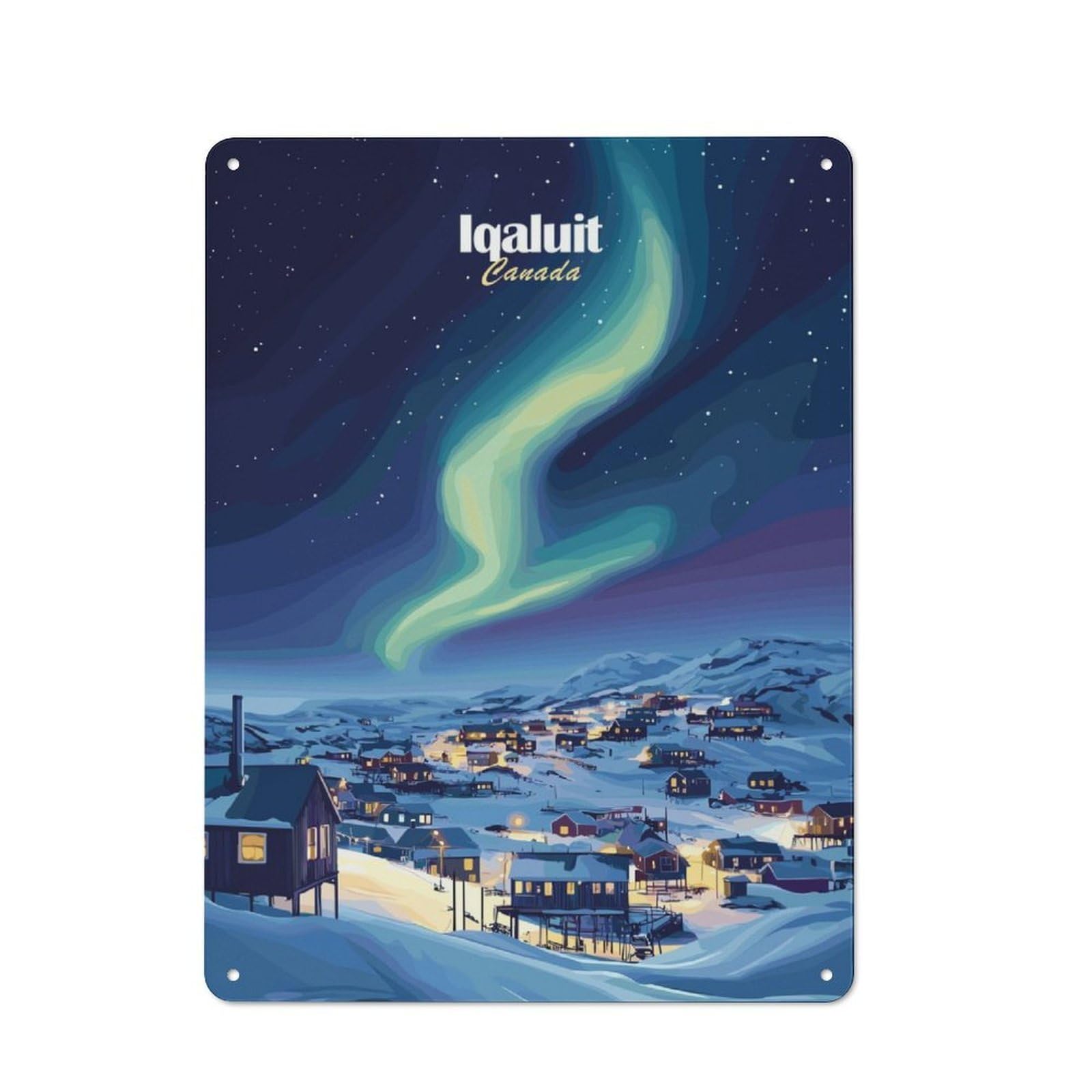 Junmoney Iqaluit Aurora Borealis Tin Sign 40X30cm With For Workshop Wall, Vintage Decor, For Metal Sign Collectors, For Garage And Workshop Walls