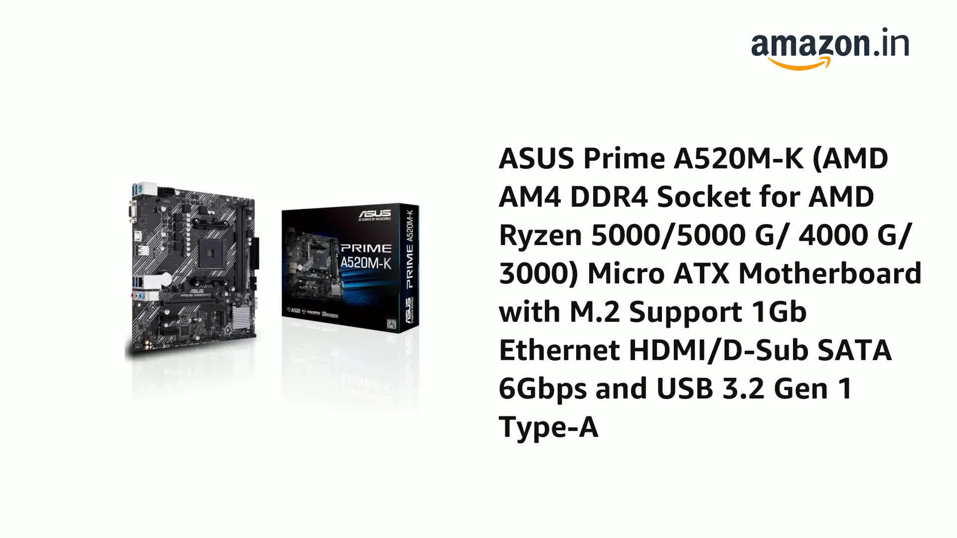 ASUS Prime A520M-K AMD AM4 Micro ATX Motherboard