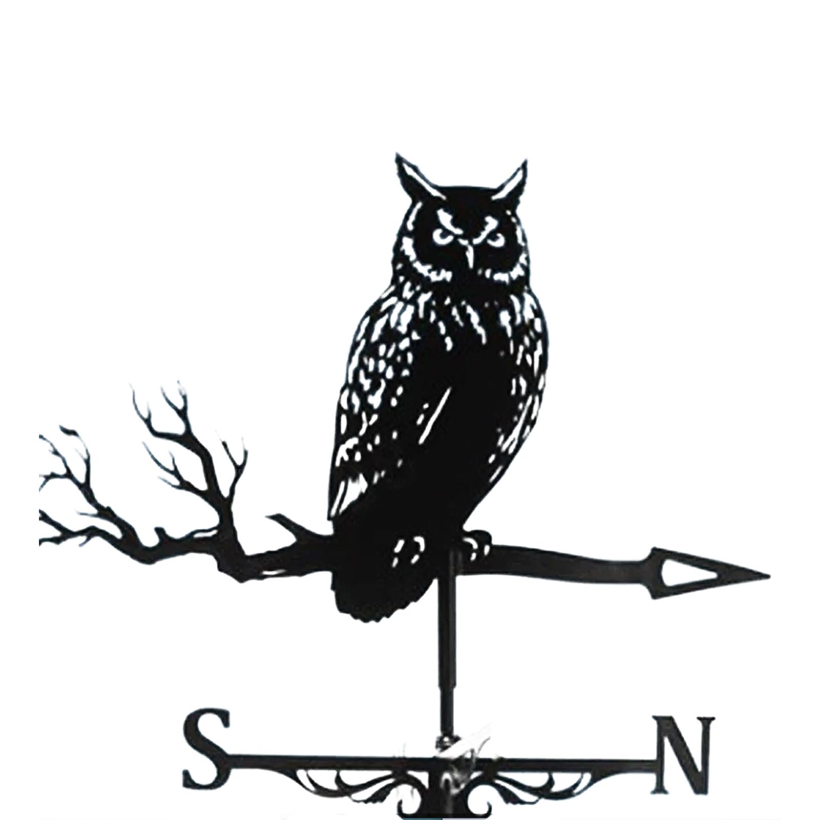 Girouette Rétro en Acier Inoxydable avec Hibou avec Indicateur de Direction du Vent, Girouette de Jardin de Ferme pour Abris de Jardin, Toit, Cabane, Cour, Décoration de Jardin