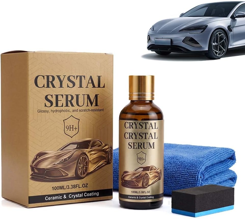 Ceramic Car Coating Kit, Crystal Serum Light Ceramic Coating for Cars,100ML Advanced Graphene Ceramic Coating, 9H Hardness Graphene Coating for Auto Car Detailing, High Gloss Shine (1 PCS)