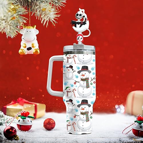 Miniatura 2 de Tapa de popote para Stanley Cup | 4 piezas de popote de silicona compatible con vaso Stanley de 40 onzas con asa | Fundas de popote reutilizables