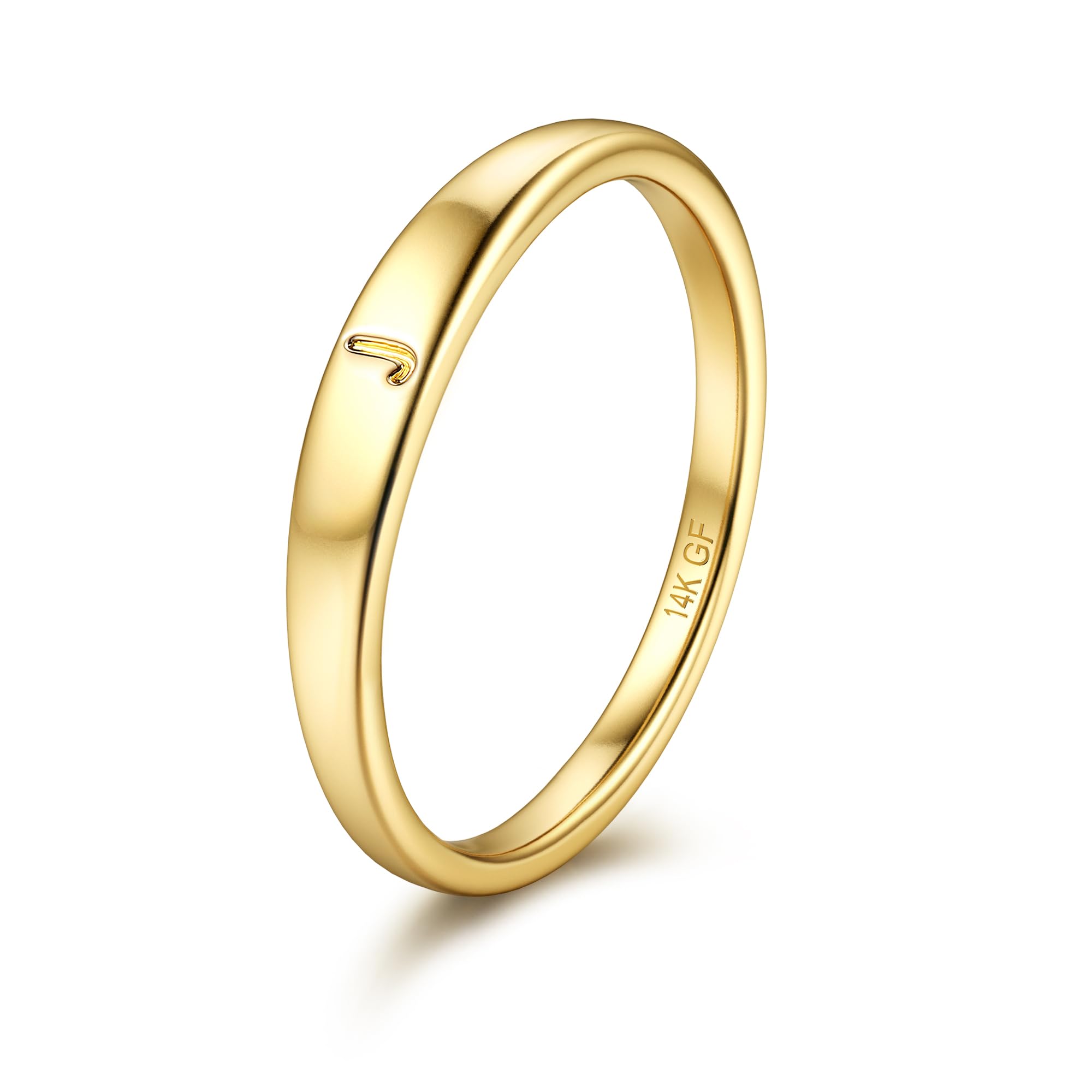 FIASASO Gold Filled Initial Rings for Women 14K Gold Signet Rings Dainty Gold Ring Tarnish Free Simple Gold Vermeil Ring Non Tarnish Stackable Knuckle
