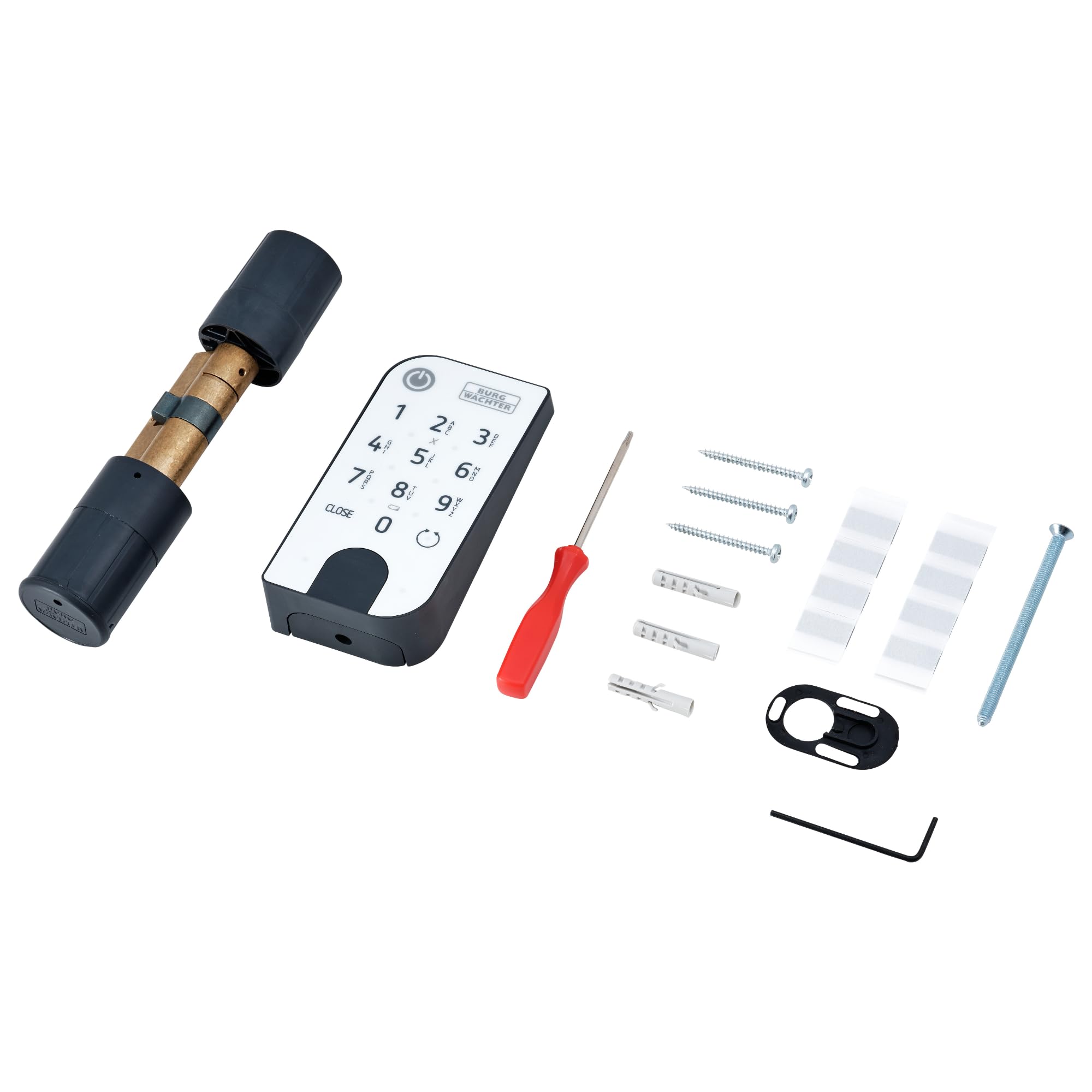 BURG-WÄCHTER Cerradura electrónica de seguridad para puertas secuENTRY, funcionamiento con código numérico, app o llave electrónica, incl. cilindro, ENTRY Home 5001 PIN, negro/blanco