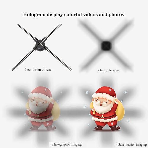 Miniatura 5 de Pantalla de proyector holográfico 3D con aplicación, pantalla de feria comercial 1080P HD y 616 luces LED, cuatro ejes y alta velocidad de