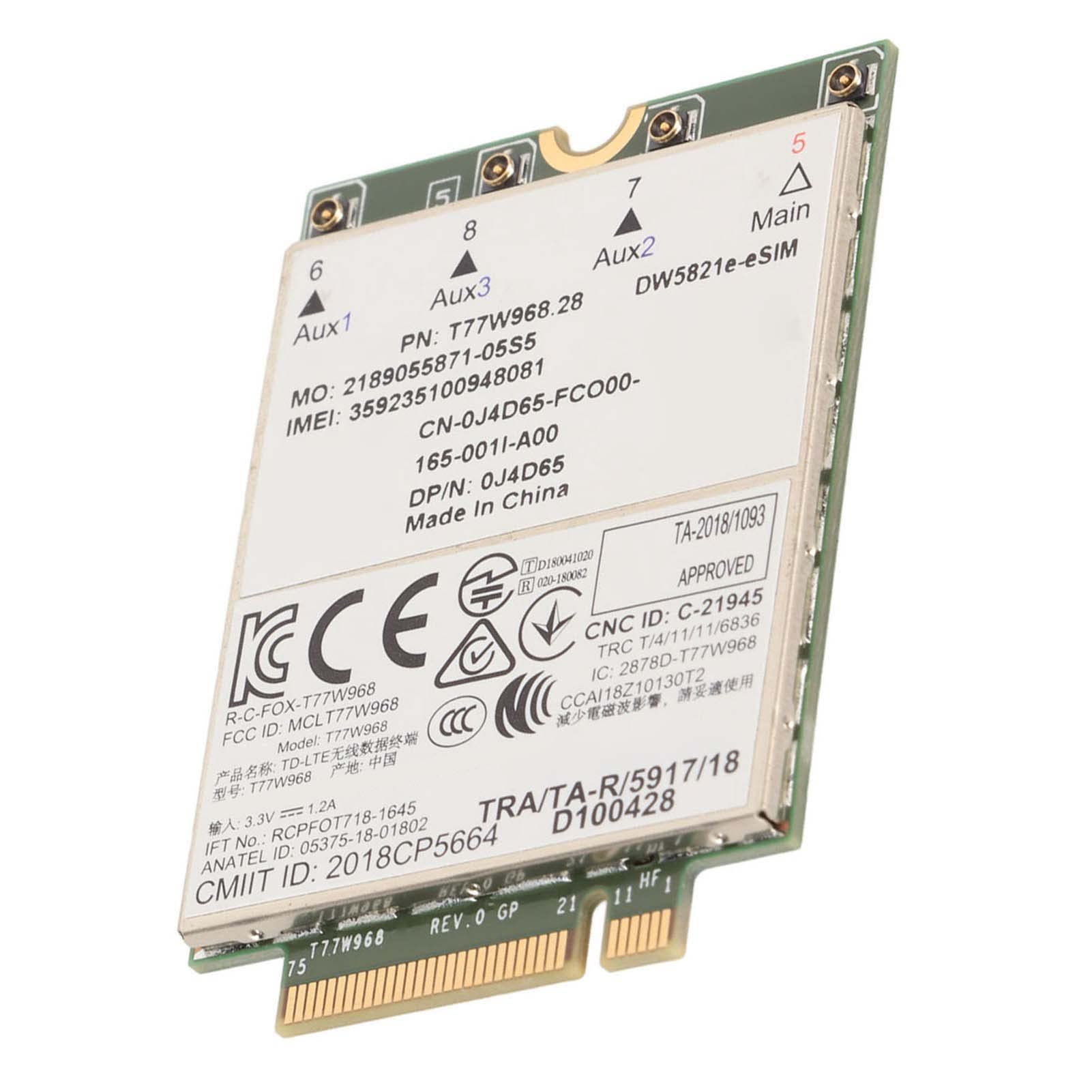 Yunseity Scheda Modulo 4G, Scheda di Rete 77W968 DW5821e CAT16 1GBPS, Supporto Supporto E Scheda di Rete ESIM per Laptop dell