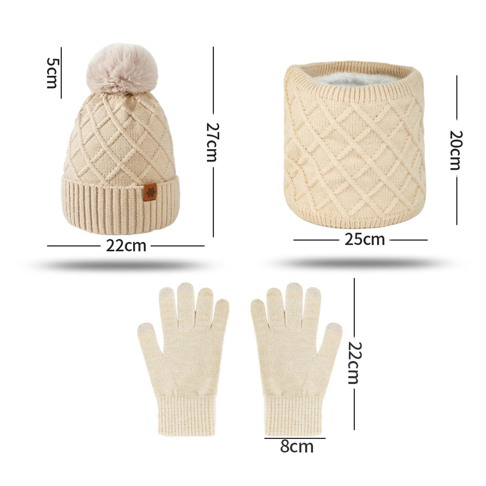 Wintermütze Schal Handschuhe Set Winterwarme, Doppellagige, Mit Fleece Gefütterte Strickmützen, Handschuhe, Schals Und Kältebeständig-dreiteiliges Schwarz