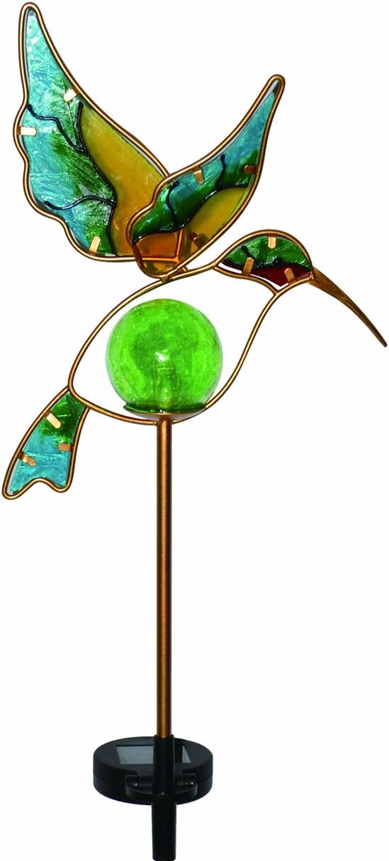 Moonrays Solar LED Garden Stake Lights In Hummingbird Design (Metal & Glass materials)