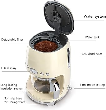 Coffee Machine American Coffee Machine Household Small Drip Coffee Pot Multi-Function Insulation Coffee Tea Dual-use Coffee Machine-Blue