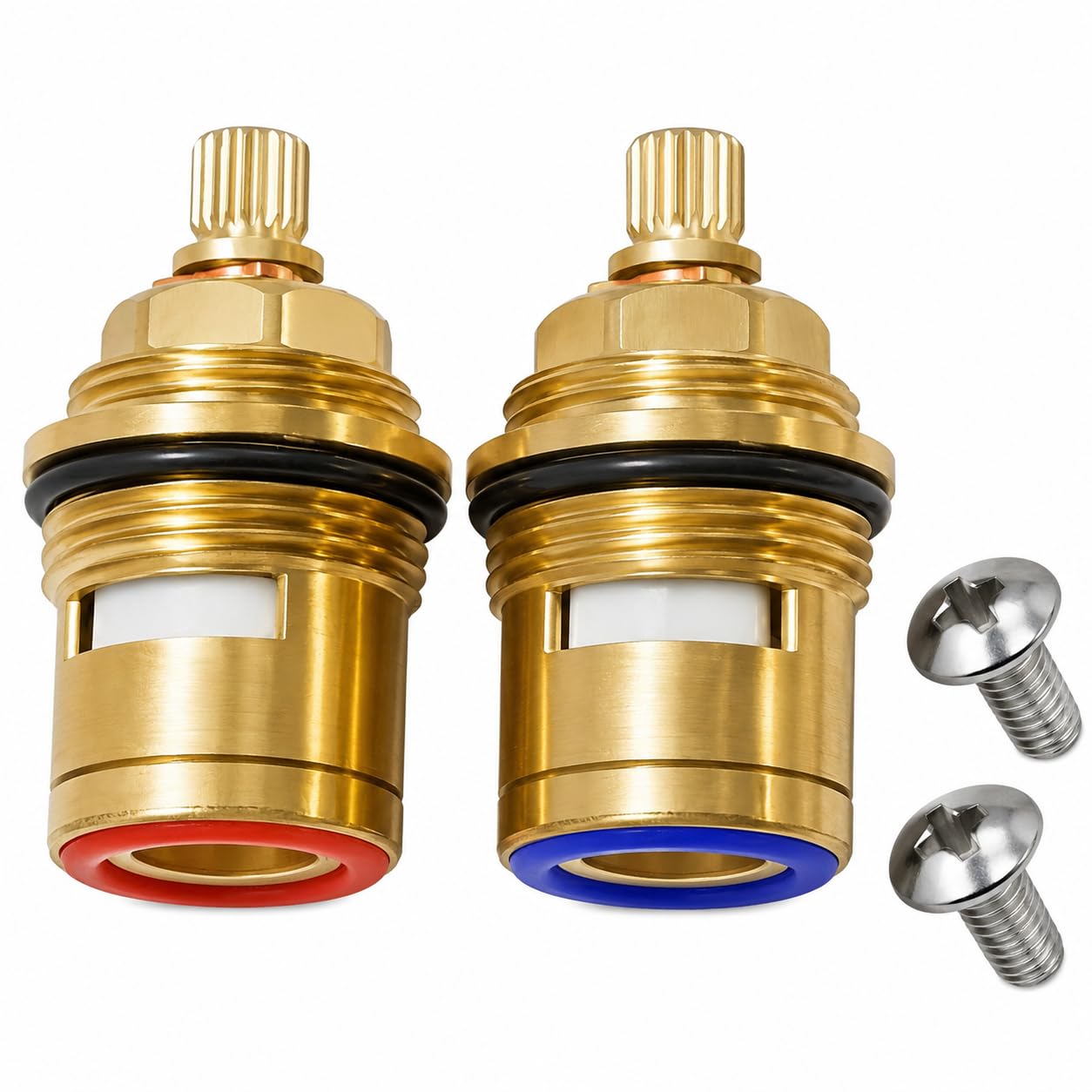 Ceramic Tap Cartridges 2 Pack, 3/4 Inch 20 Teeth 50 mm Brass Quarter Turn Valve Inserts for Hot and Cold Bath, Basin, Shower and Kitchen Mixer Taps