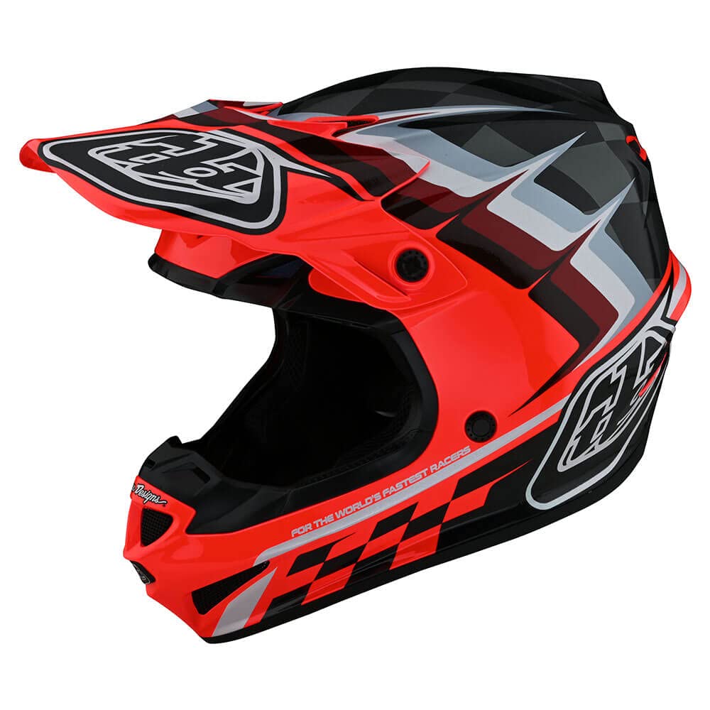 SE4 - Casco para motocross MX Youth SE4 POLYACRYLITE casco de poligilita; Warped GLO RED LG 7