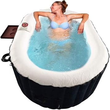 ALEKO Inflatable Hot Tub Spa | Personal High Powered Jetted Bubble | 145 Gallon | Black and White