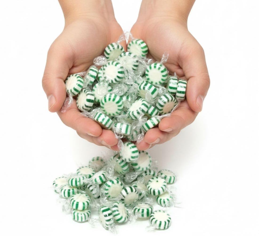 SweetGourmet Spearmint Starlights Hard Candy, Arcor Green and White Mints, Individually Wrapped, 4 Pounds