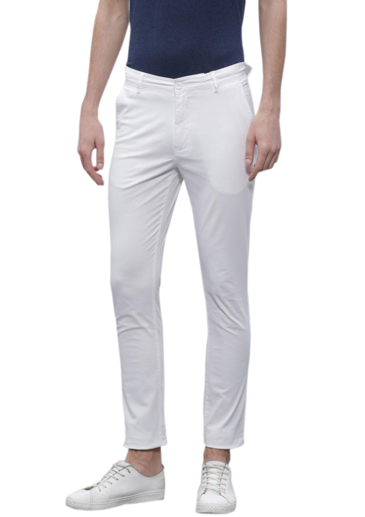 HALOGEN Men's Stretchable Prime Skinny Fit White Cotton Chinos (32)