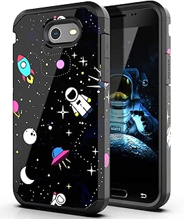 PBRO Samsung Galaxy J7 Case,Cute Astronaut Case Dual Layer Heavy Duty Plastic PC+TPU Heavy Duty Protective Shockproof for Galaxy J7 2017/J7 V/J7 Sky Pro/J7 Perx/J7V 2017/J7 Prime/Halo,Space/Black - coolthings.us