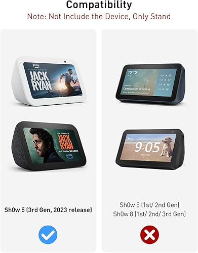 Miniatura 7 de Maxonar Soporte para Echo Show 5 (3 generación), soporte giratorio de inclinación ajustable, base antideslizante, magnético fuerte, compatible con