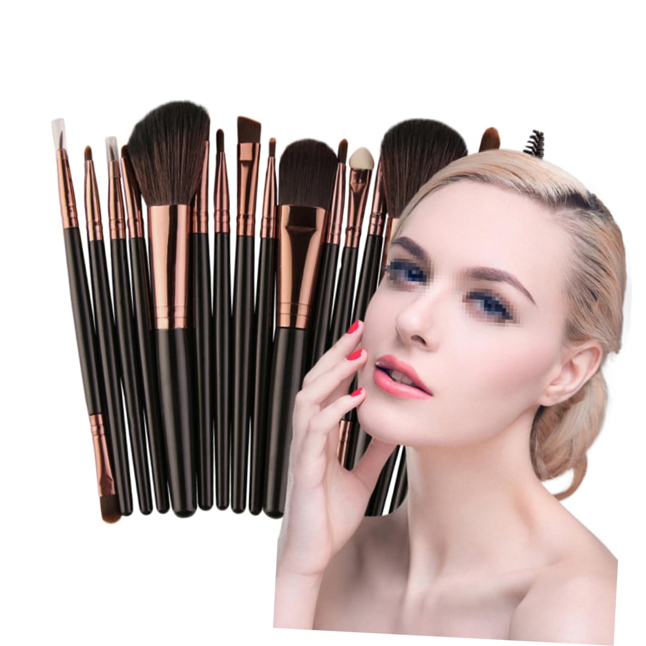 TOVINANNA 18pcs Professional Makeup Brush with Nylon Bristles and Plastic Handles for Powder and Blush Application for Daily and Professional Use for Women