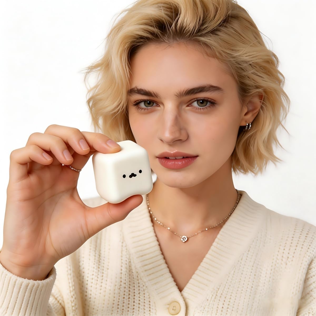 2PCS Soft Tofu Seal Squishy Toys,White Cube Slow Rising Stress Relief Fidget Blocks,Slow Rising Squishy Silky Squeeze Moldable Stress Ball for Anxiety Relief,Relaxation and Focus Improvement for Adult