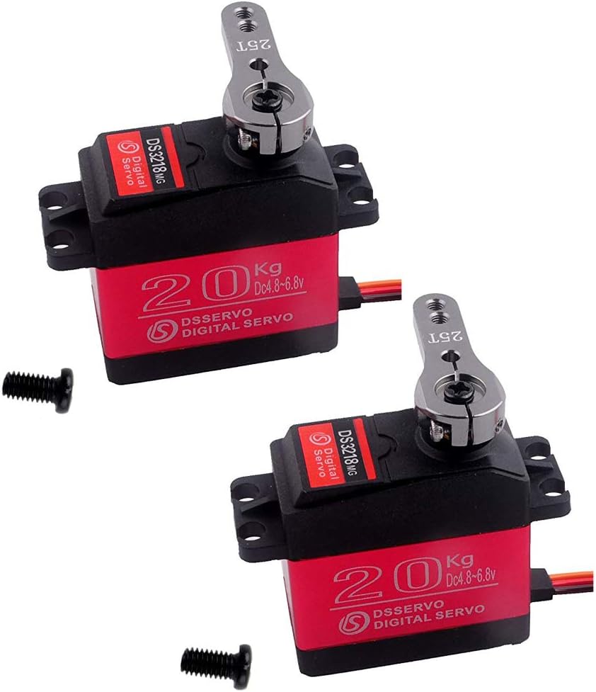 2 Sets 20KG Digital Servo, DS3218MG RC Servo Motor High Torque Servo Metal Gear Waterproof Servo for RC RC Model DIY (Control Angle 270°)