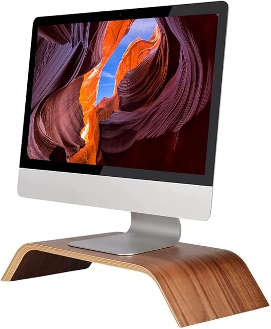 SAMDI Wooden Monitor Stand,Wood Laptop Stand Desktop Riser Holder, for Apple Macbook Air Pro iMac LCD Monitor PC ,TVs Printer ,Computer Screen ,other Notebook Computer (A-Black Walnut)