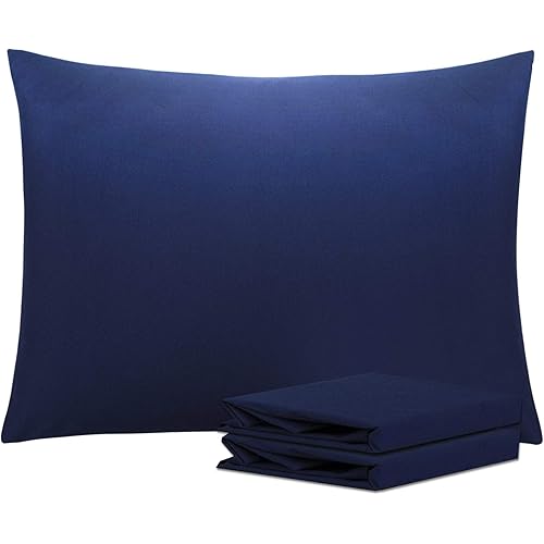 NTBAY Standard Pillowcase Set - 2 Pack Brushed Microfiber 20x26 Pillowcases - Soft, Wrinkle-Free, Fade-Resistant, Stain-Resistant, Navy Blue Pillowcases with Envelope Closure - 20x26 Inches, Navy Blue