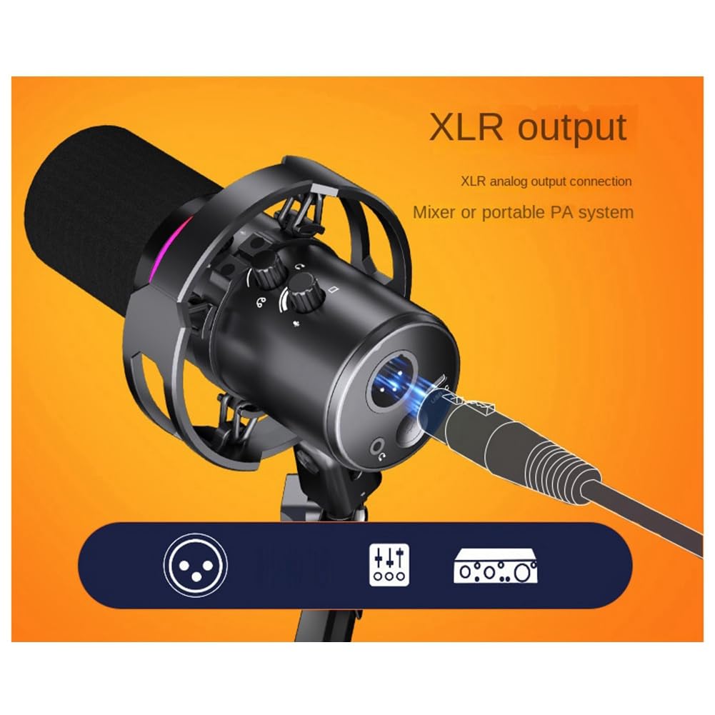Dynamiczny mikrofon USB XLR z podwójnym stentem nagrywającym do podłączenia karty dźwiękowej komputera do śpiewania na żywo