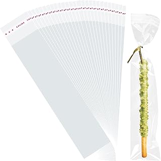 200 Pcs Pretzel Rod Bags Small Clear Individual Plastic Resealable Cellophane Treat Bags with Twist Ties for Chocolate Candies Cookies Candy Packaging Wrapping Gift Giving Party Favors