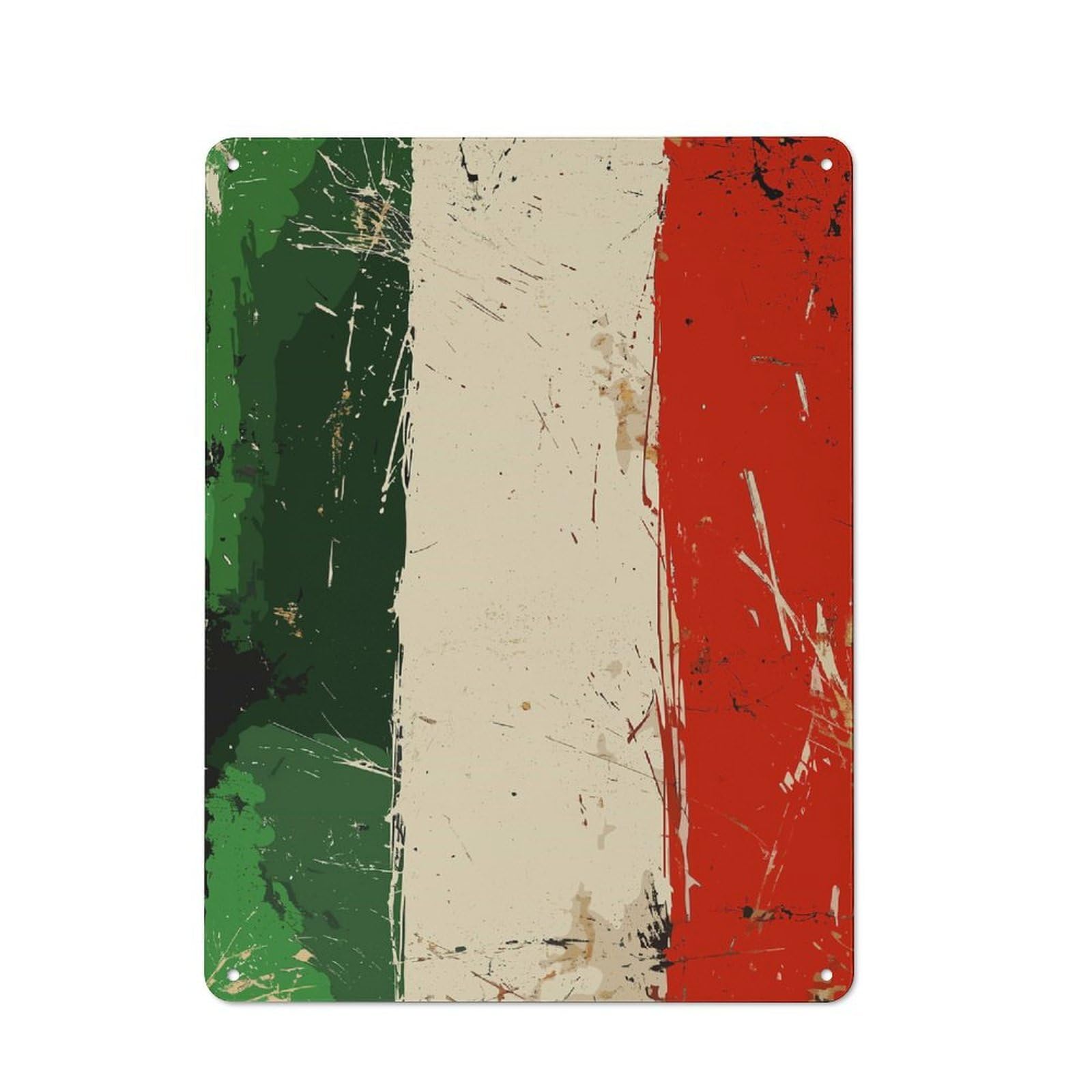 Junmoney Style-22 Italian Flag Printed Metal Sign 40X30cm For Workshop Wall, Suited To Metal Sign Collectors, For Retro Home Interiors