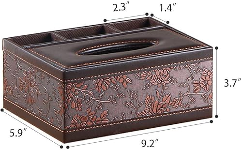 Miniatura 2 de Caja de pañuelos de cuero rectangular y multifunción para control remoto, adecuado para almacenar bolígrafos y papelería, organizador de escritorio