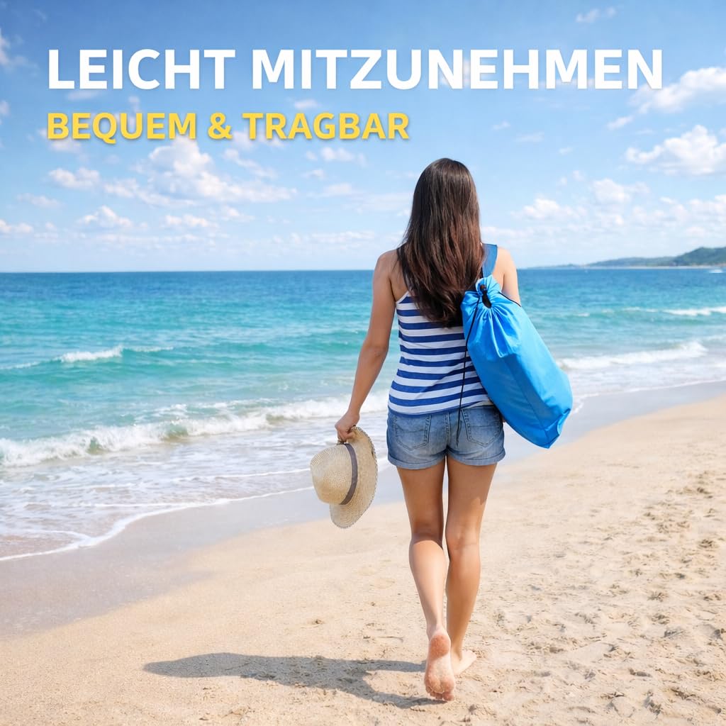 AngLink Luftsofa mit Kopfstütze, aufblasbares Sofa, wasserdichter Air Lounger ohne Pumpe mit 2 Lufteinlässen, bis 200 kg, 2 Seitentaschen und Tragebeutel für Camping, Park und Strand,Blau