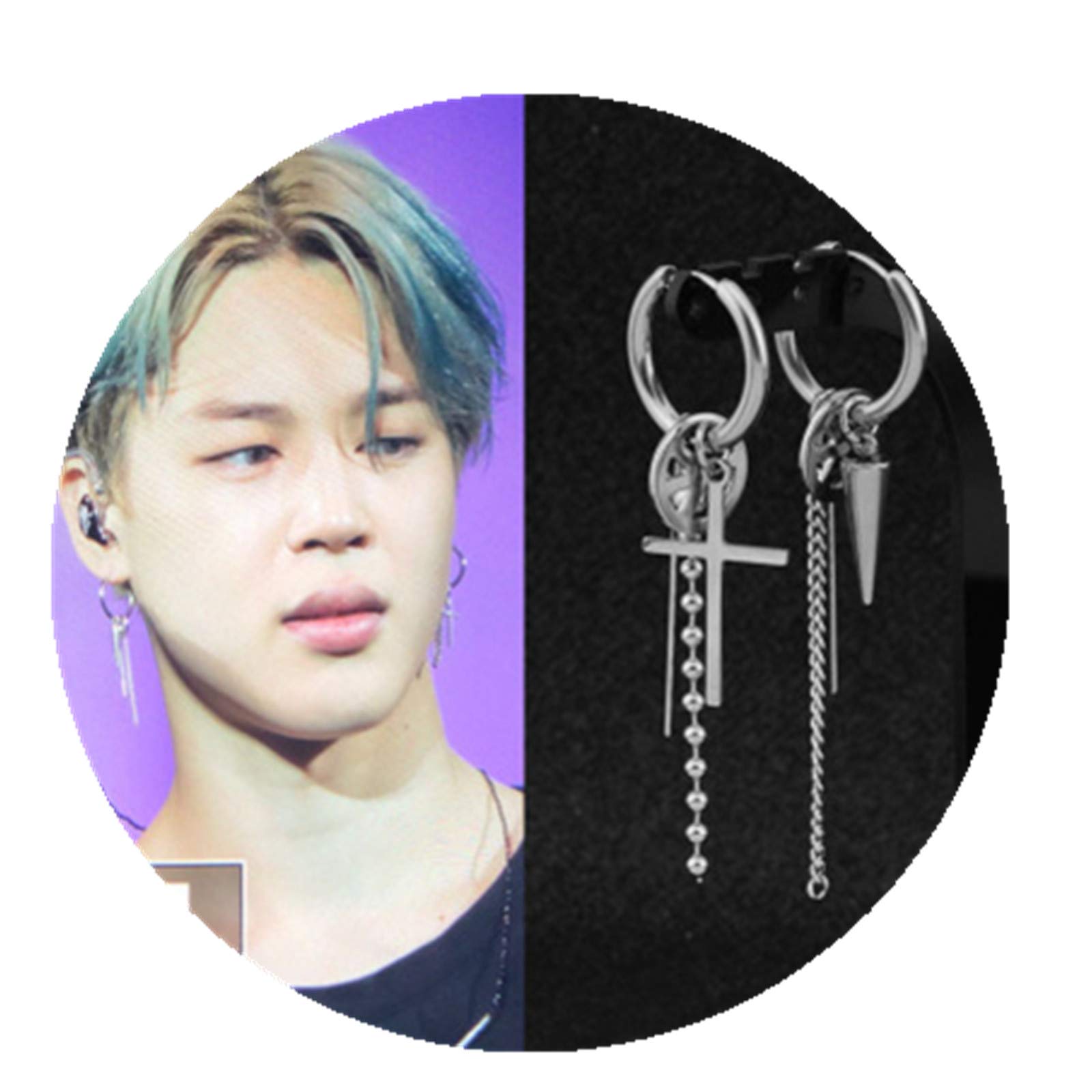 XHBTS Peace Cross Earrings Bangtan Boys BTS JIMIN SUGA Silver Stud