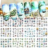 Summer Palm Tree Nail Art Stickers Water Transfer Coconut Tree Nail Decals for Nail Art Tropical Sty